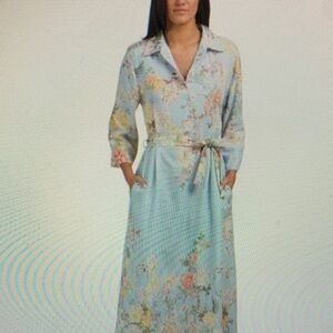 Chic Floral Midi Dress with Belt